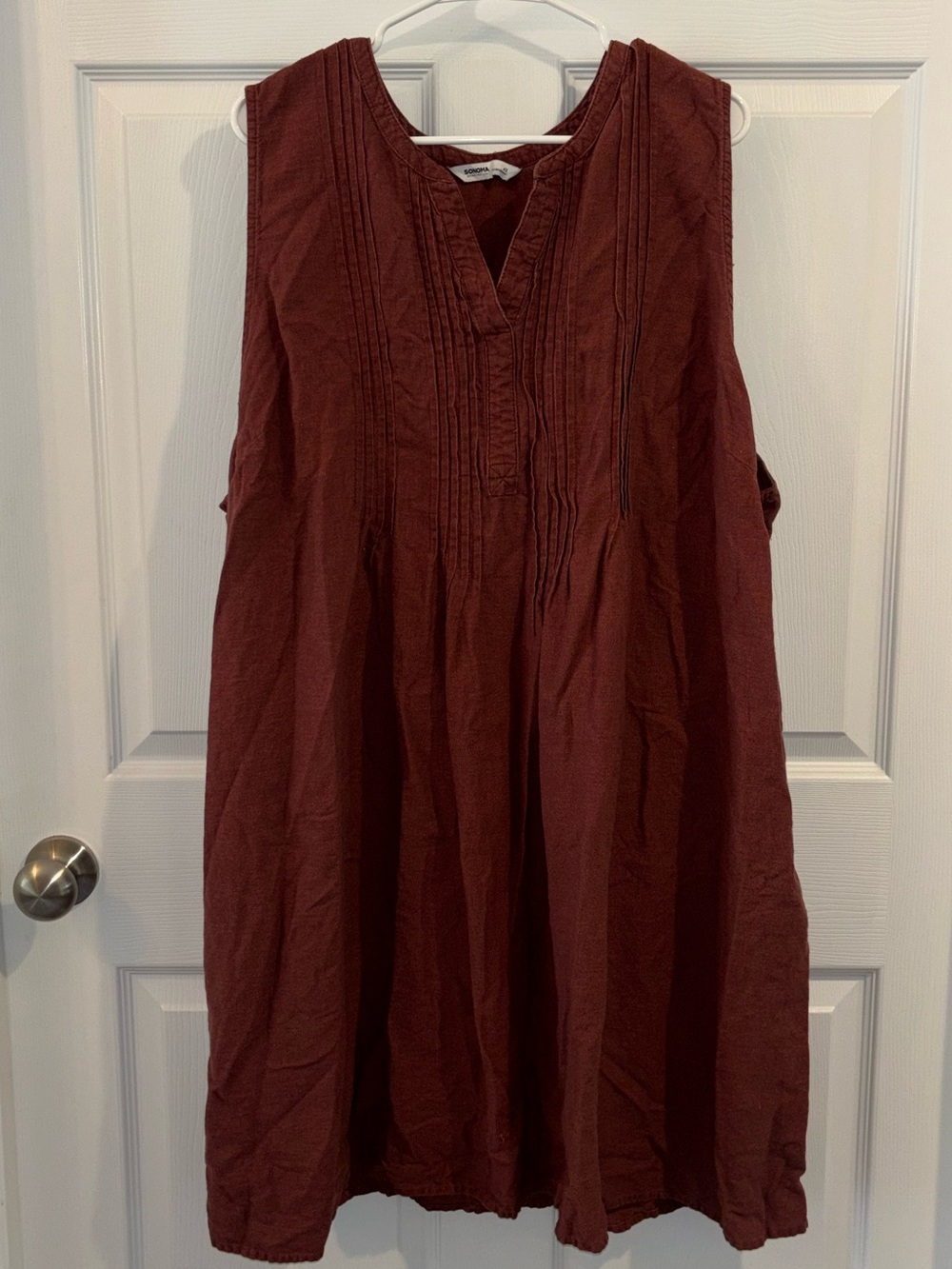 Sonoma Sleeveless Pintuck Dress Linen Blend Knee Length Women’s Sz 4x